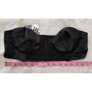 Goddess Ambition Heavenly Bralette Black Satin Underwire Bustier Top Size L NEW